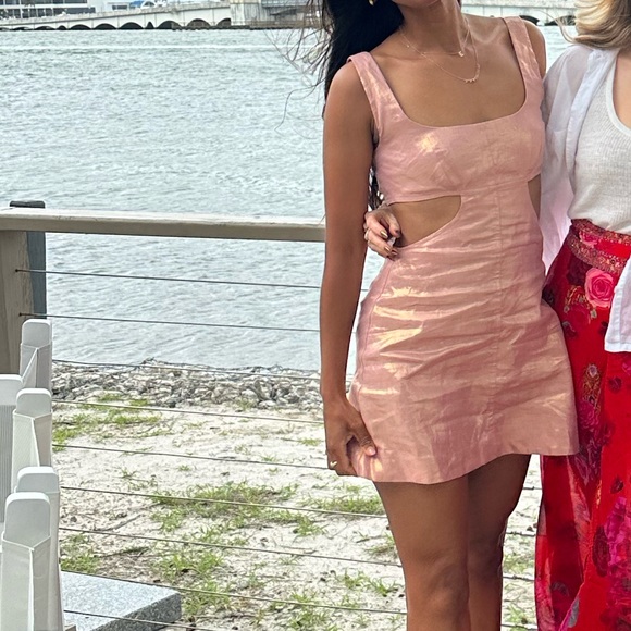 MATTHEW BRUCH/INTERMIX Anna Tie-Back Metallic Mini Dress - Picture 6 of 6